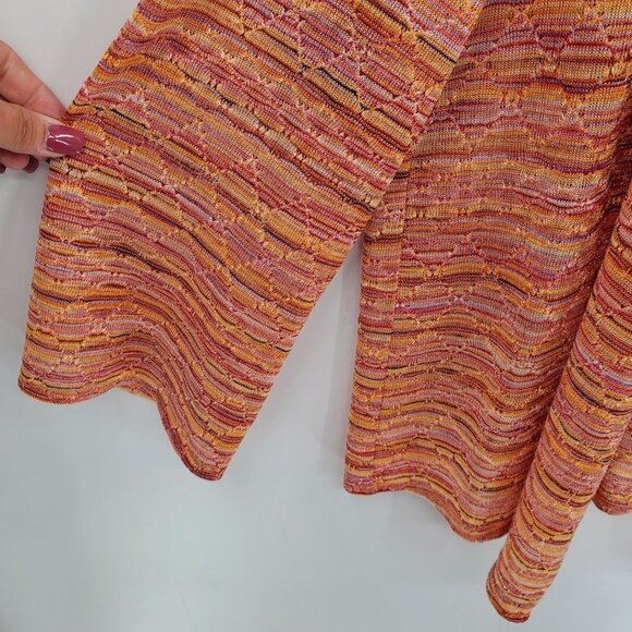 Peck & Peck Womens Striped Knit Cardigan‎ Sweater Sz 16 Orange Open Front - Picture 3 of 8